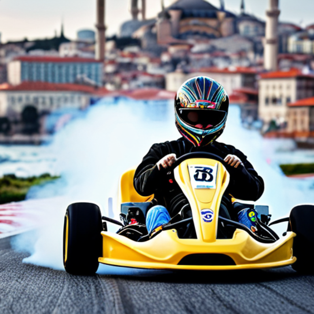Mastering the Drift**

A KartRider vehicle, specifically the 'Solid' kart, powersliding around a tight corner on a brightly colored track, emphasizing a controlled drift. Sparks fly from the tires. Focus on demonstrating smooth control and the accumulation of nitro. The background features a Turkish cityscape like Istanbul, with recognizable landmarks subtly incorporated.

**