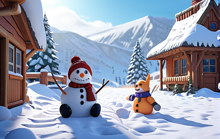 **Prompt:** "KartRider winter adventure fan art, snowy landscape, cute characters building a snowman, cozy atmosphere."
